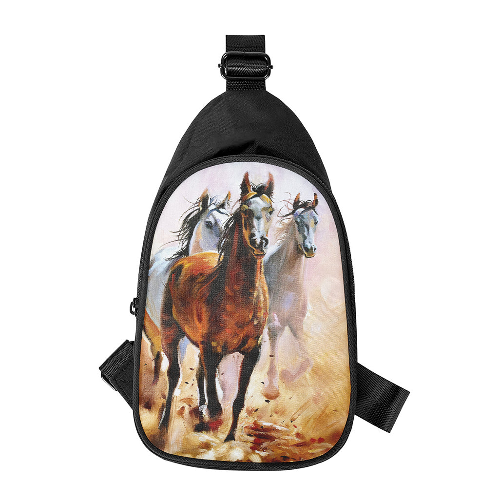 Running Horses Painting Print Chest Bag