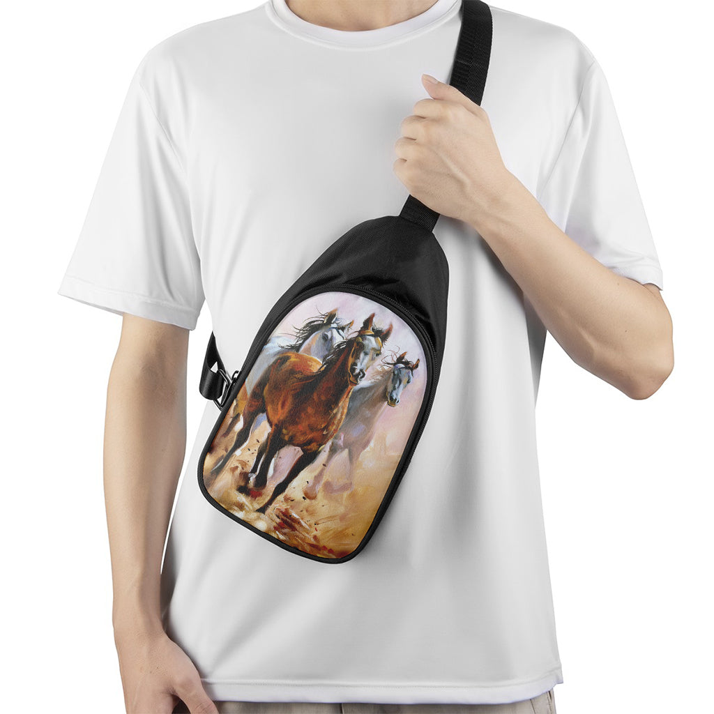 Running Horses Painting Print Chest Bag