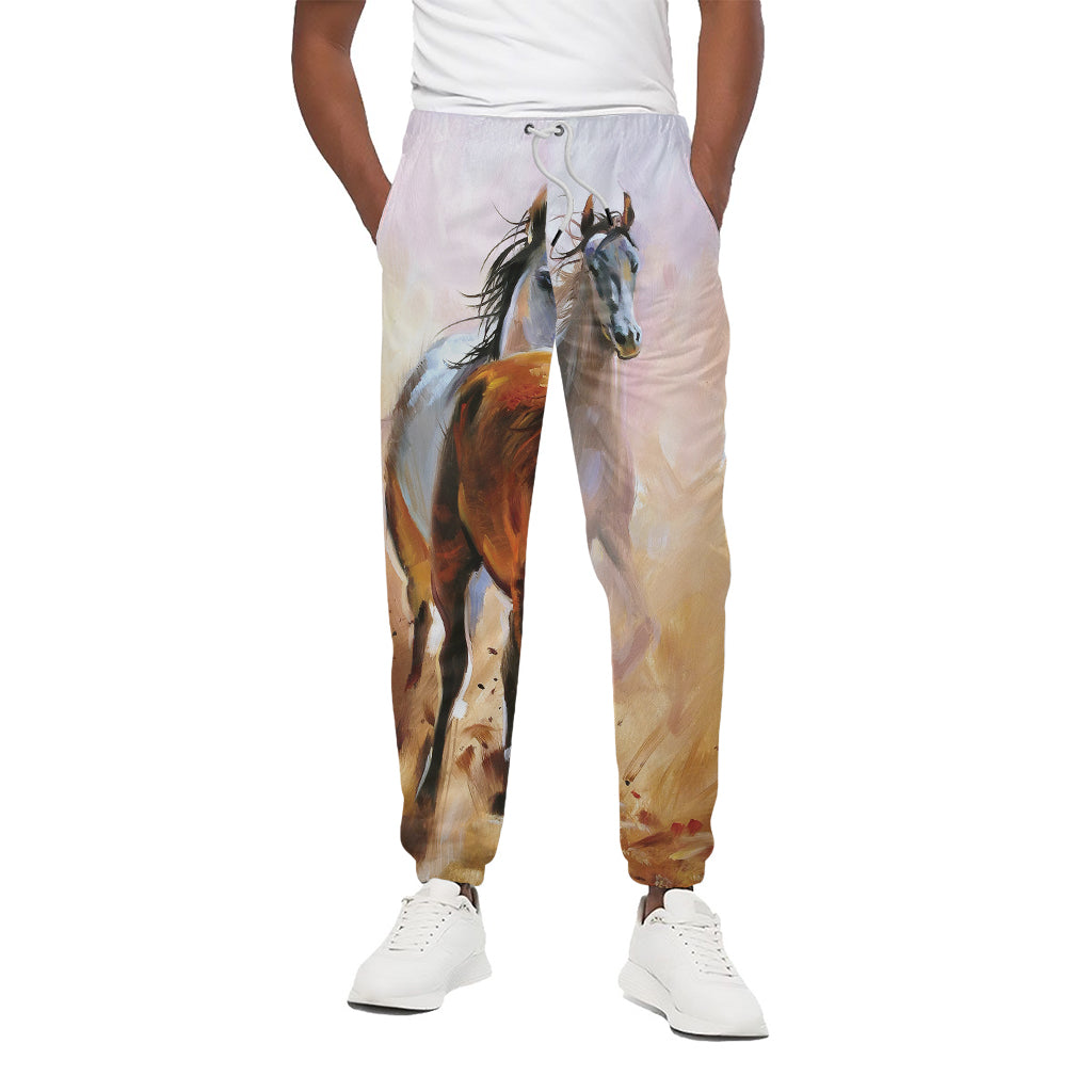 Running Horses Painting Print Cotton Pants