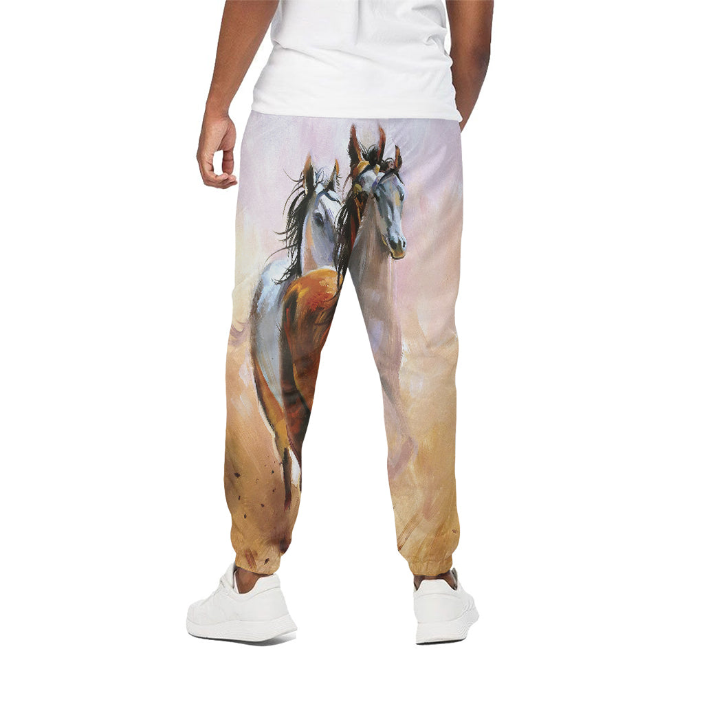 Running Horses Painting Print Cotton Pants