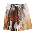 Running Horses Painting Print Cotton Shorts