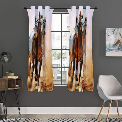 Running Horses Painting Print Curtain
