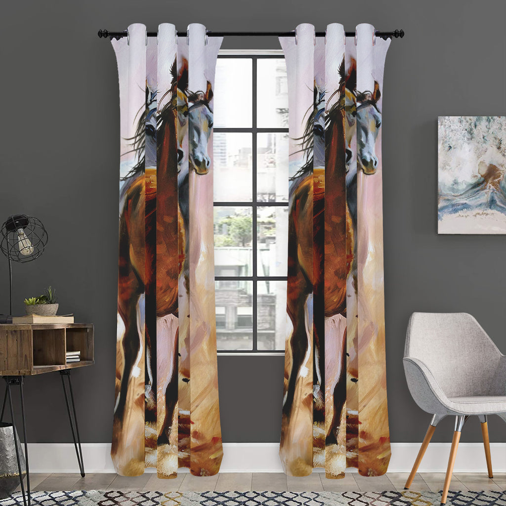 Running Horses Painting Print Curtain