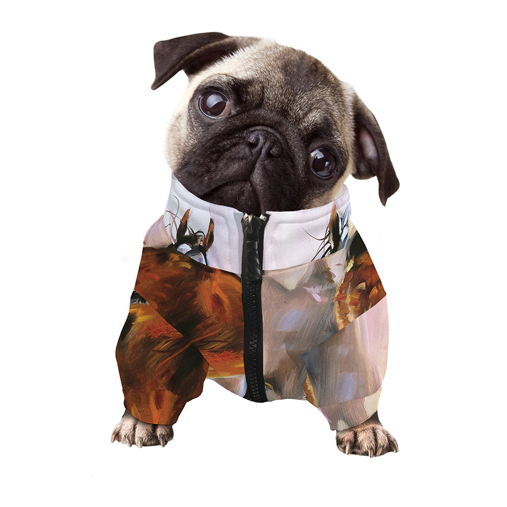 Running Horses Painting Print Dog Zip Up Jacket