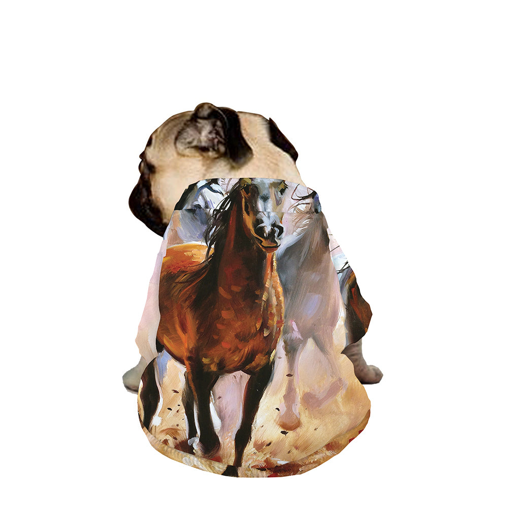 Running Horses Painting Print Dog Zip Up Jacket