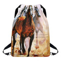 Running Horses Painting Print Drawstring Backpack