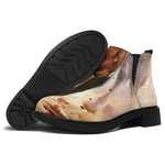 Running Horses Painting Print Flat Ankle Boots