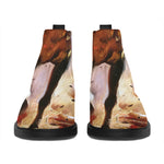 Running Horses Painting Print Flat Ankle Boots