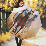 Running Horses Painting Print Foldable Umbrella