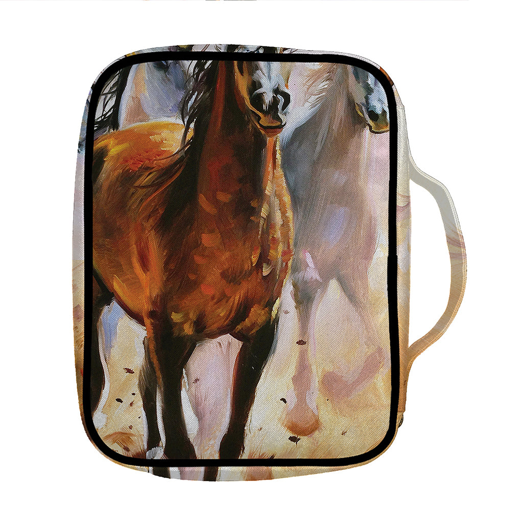 Running Horses Painting Print Front Pocket Bible Bag