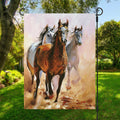 Running Horses Painting Print Garden Flag