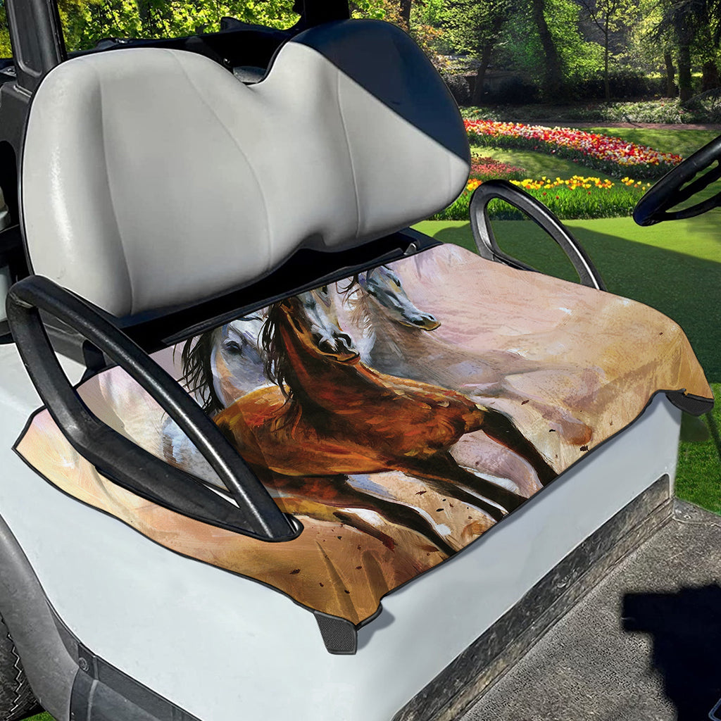 Running Horses Painting Print Golf Cart Seat Cover