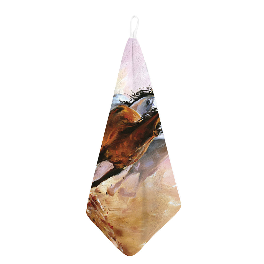 Running Horses Painting Print Hand Towel