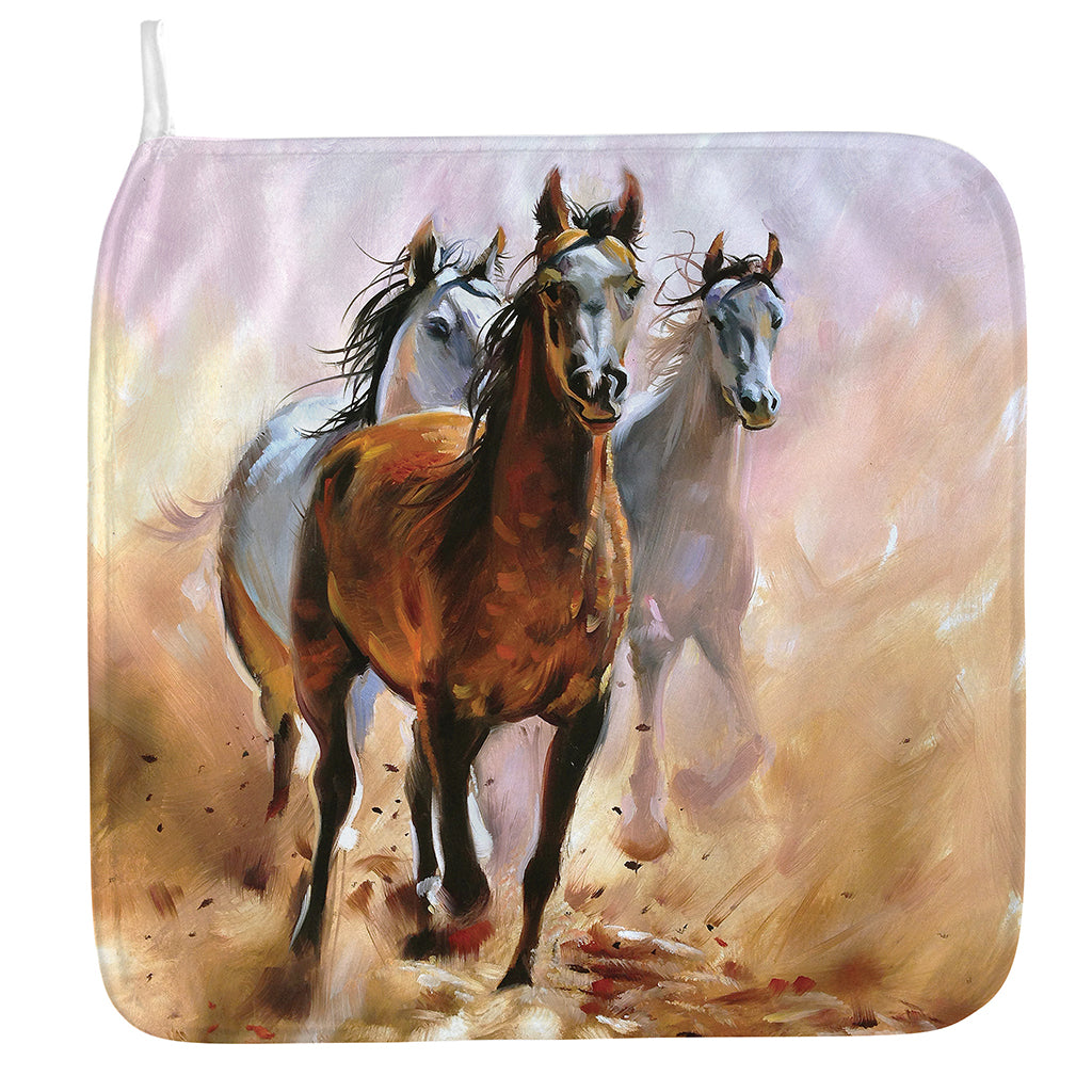 Running Horses Painting Print Hand Towel