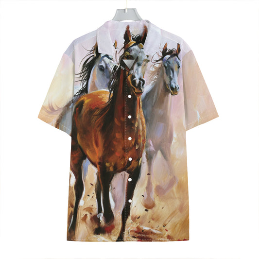 Running Horses Painting Print Hawaiian Shirt