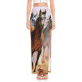 Running Horses Painting Print High Slit Maxi Skirt