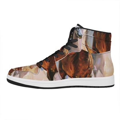 Running Horses Painting Print High Top Leather Sneakers