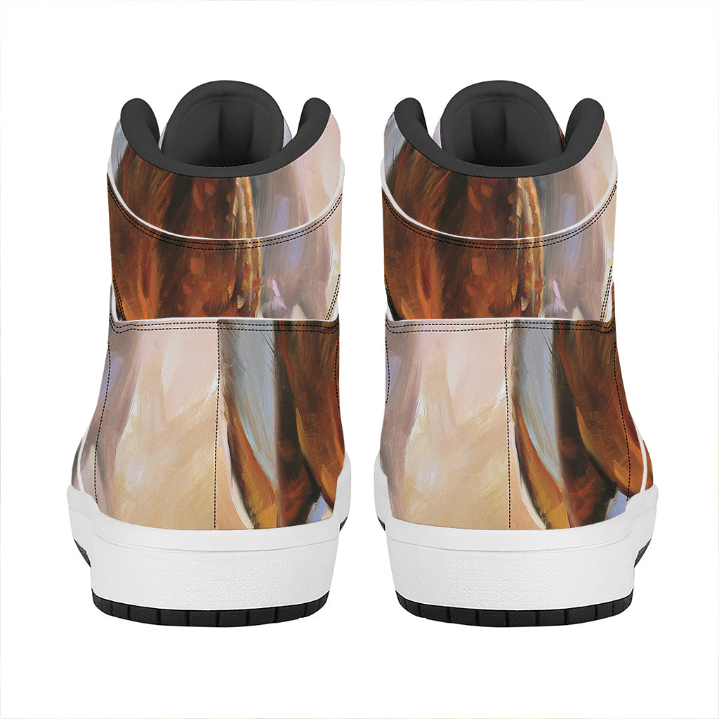 Running Horses Painting Print High Top Leather Sneakers