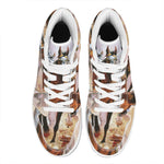 Running Horses Painting Print High Top Leather Sneakers
