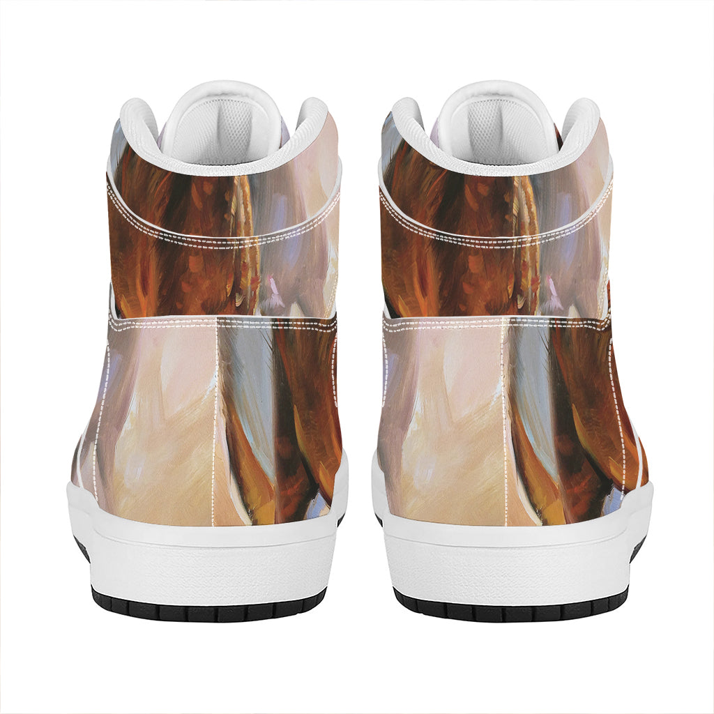 Running Horses Painting Print High Top Leather Sneakers