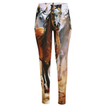 Running Horses Painting Print High-Waisted Pocket Leggings