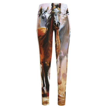 Running Horses Painting Print High-Waisted Pocket Leggings