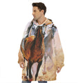 Running Horses Painting Print Hoodie Blanket