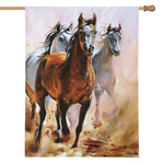 Running Horses Painting Print House Flag