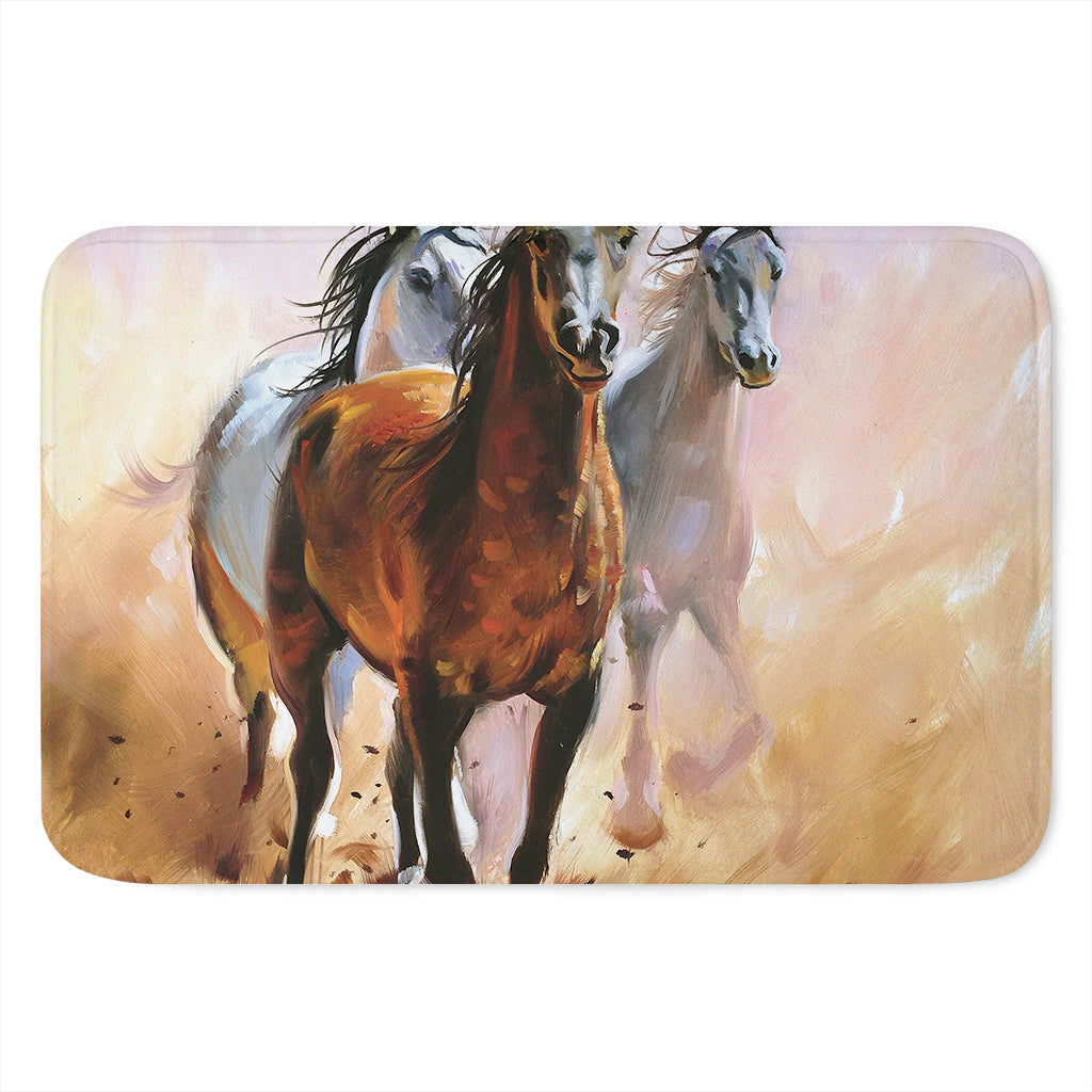 Running Horses Painting Print Indoor Door Mat