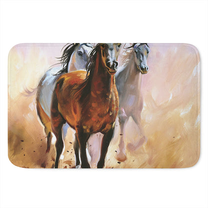 Running Horses Painting Print Indoor Door Mat