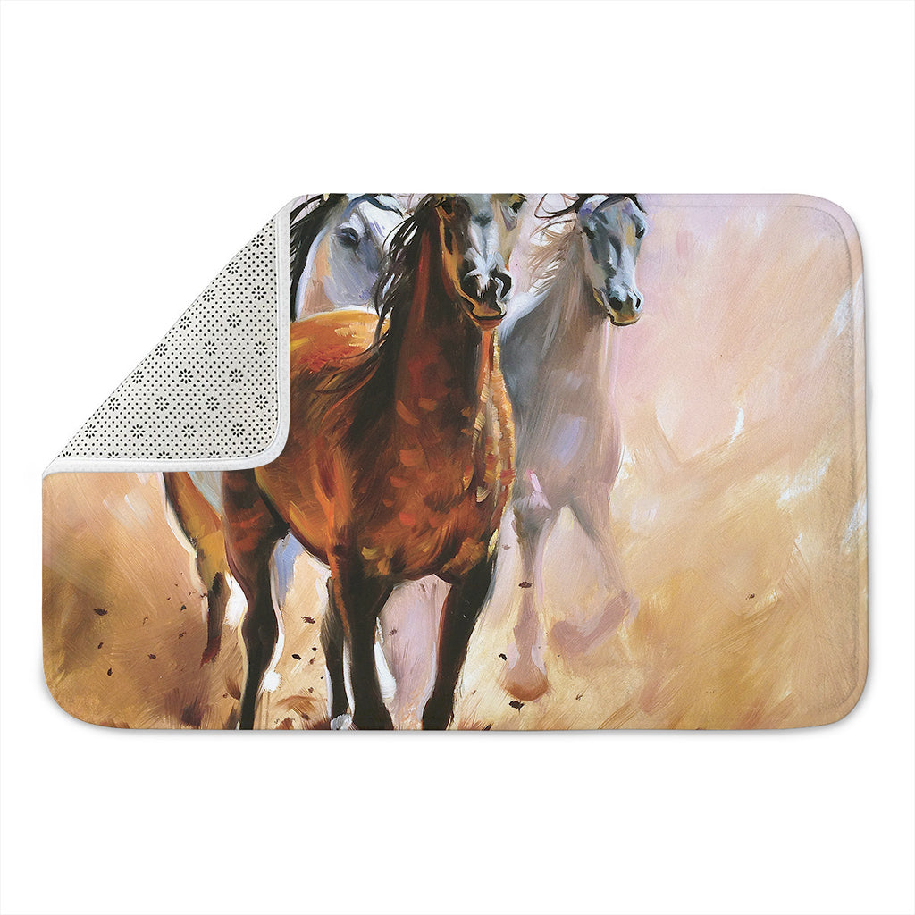 Running Horses Painting Print Indoor Door Mat