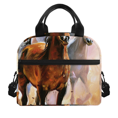 Running Horses Painting Print Insulated Lunch Bag