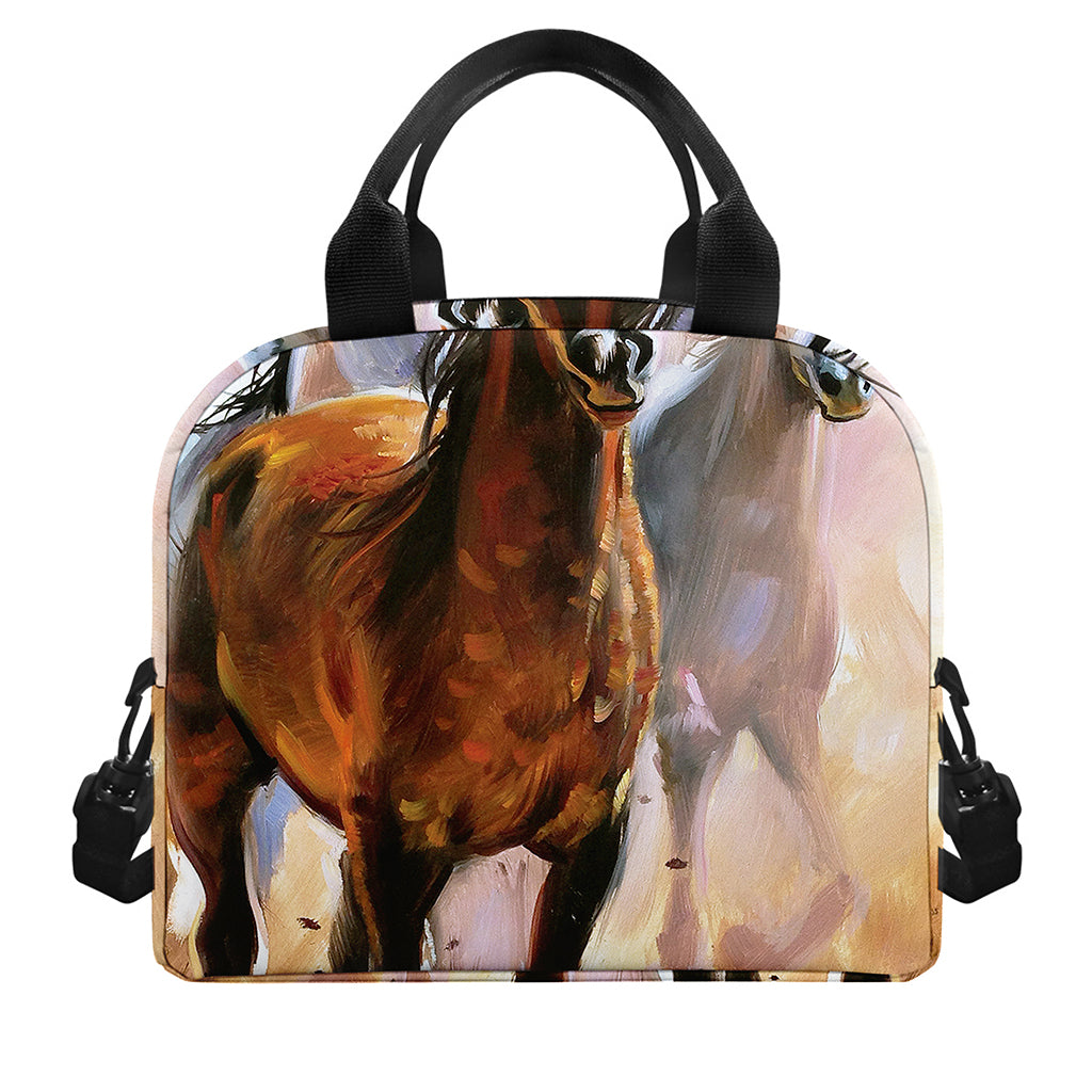 Running Horses Painting Print Insulated Lunch Bag