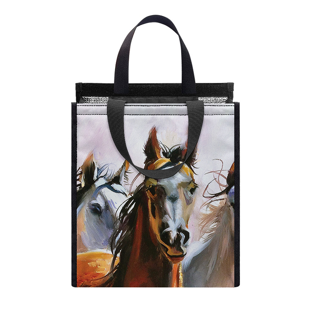 Running Horses Painting Print Insulated Lunch Tote