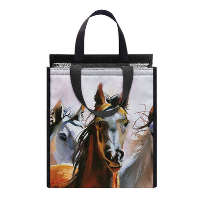Running Horses Painting Print Insulated Lunch Tote