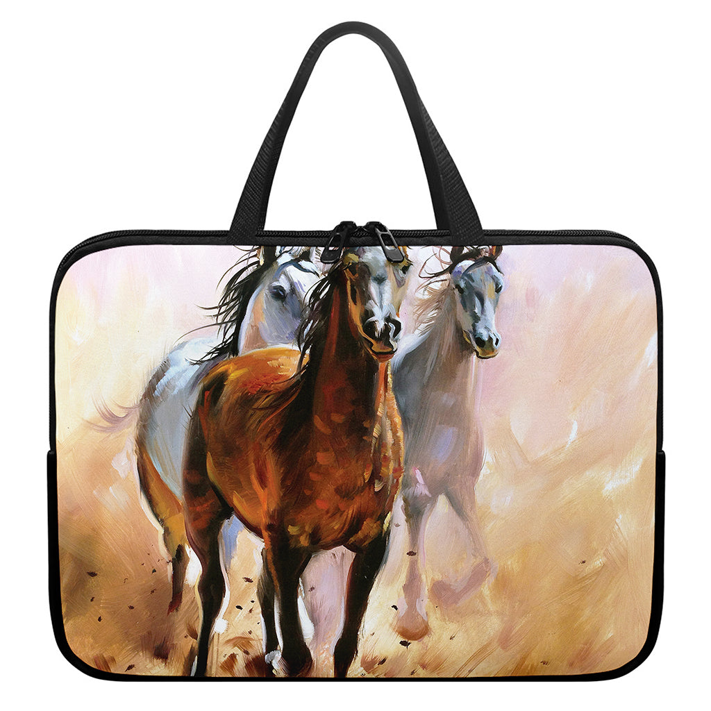 Running Horses Painting Print Laptop Sleeve With Handle