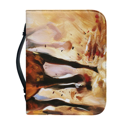 Running Horses Painting Print Leather Bible Cover