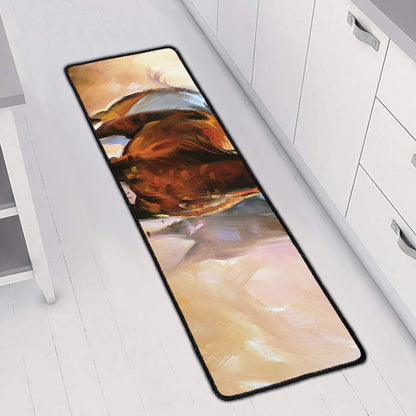 Running Horses Painting Print Long Kitchen Mat