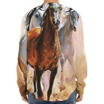 Running Horses Painting Print Long Sleeve Baseball Jersey