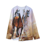 Running Horses Painting Print Long Sleeve Short Coat