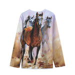 Running Horses Painting Print Long Sleeve Short Coat