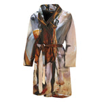 Running Horses Painting Print Men's Bathrobe