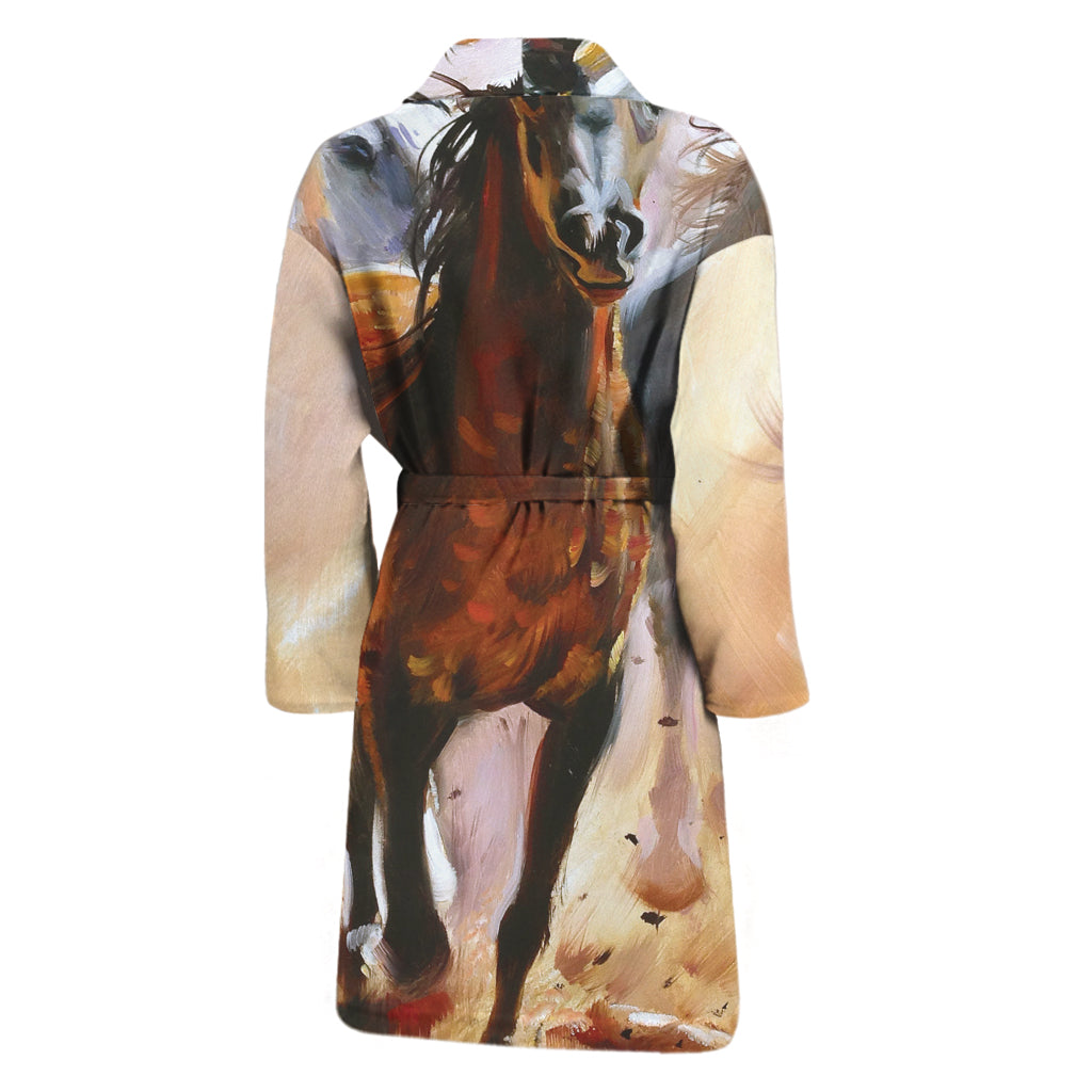 Running Horses Painting Print Men's Bathrobe