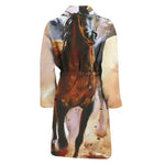 Running Horses Painting Print Men's Bathrobe