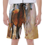 Running Horses Painting Print Men's Beach Shorts