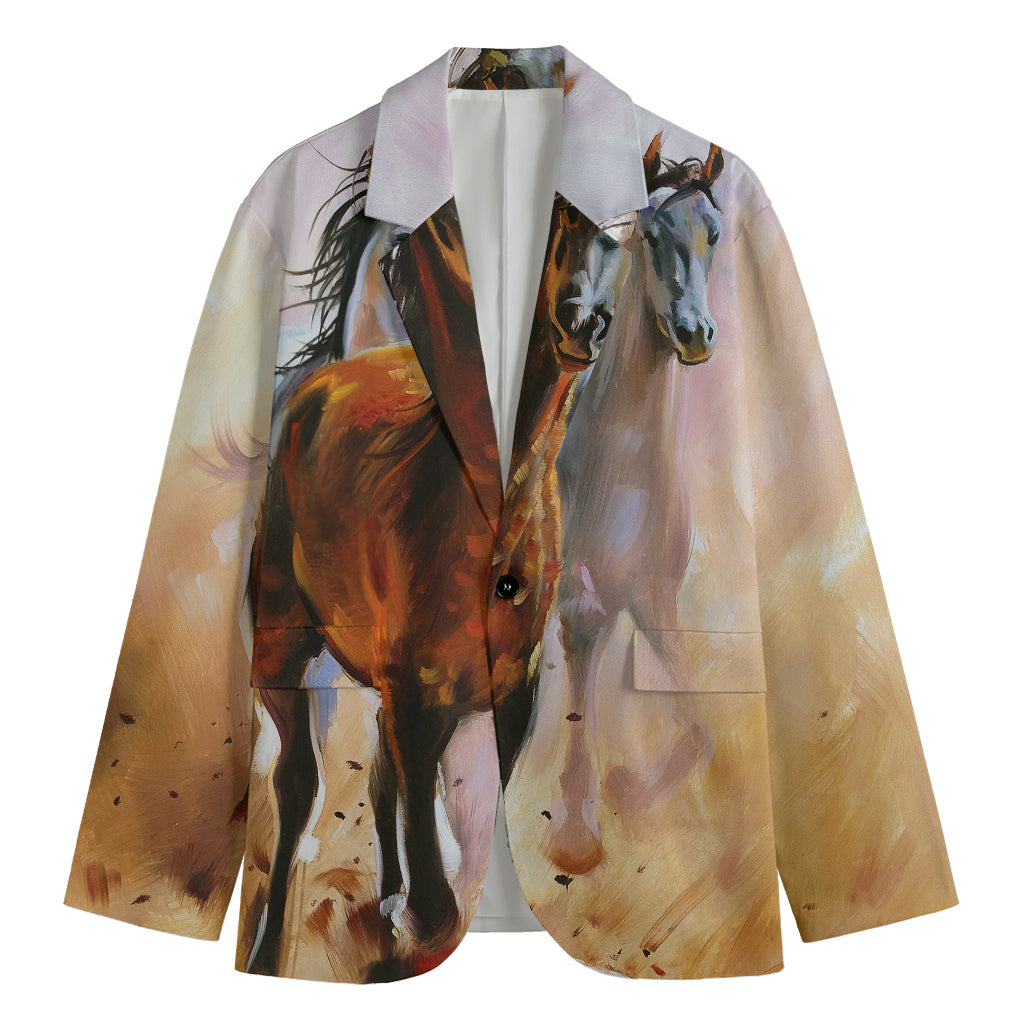 Running Horses Painting Print Men's Blazer