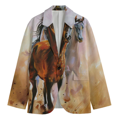 Running Horses Painting Print Men's Blazer