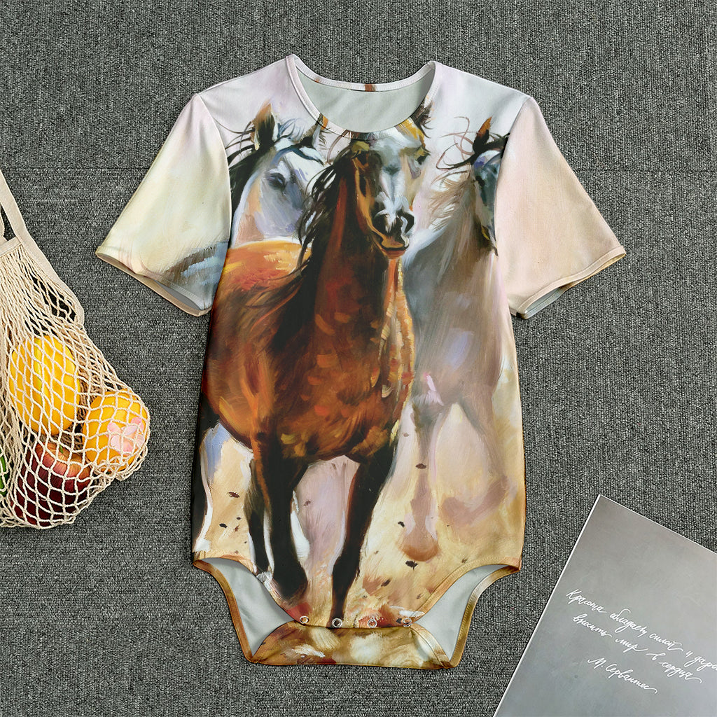 Running Horses Painting Print Men's Bodysuit