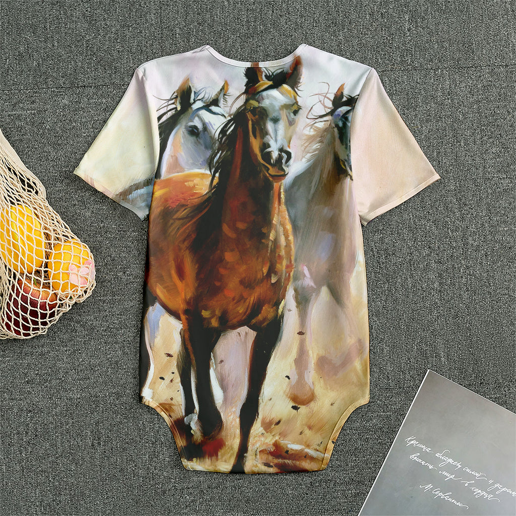 Running Horses Painting Print Men's Bodysuit