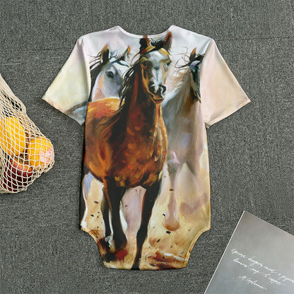 Running Horses Painting Print Men's Bodysuit